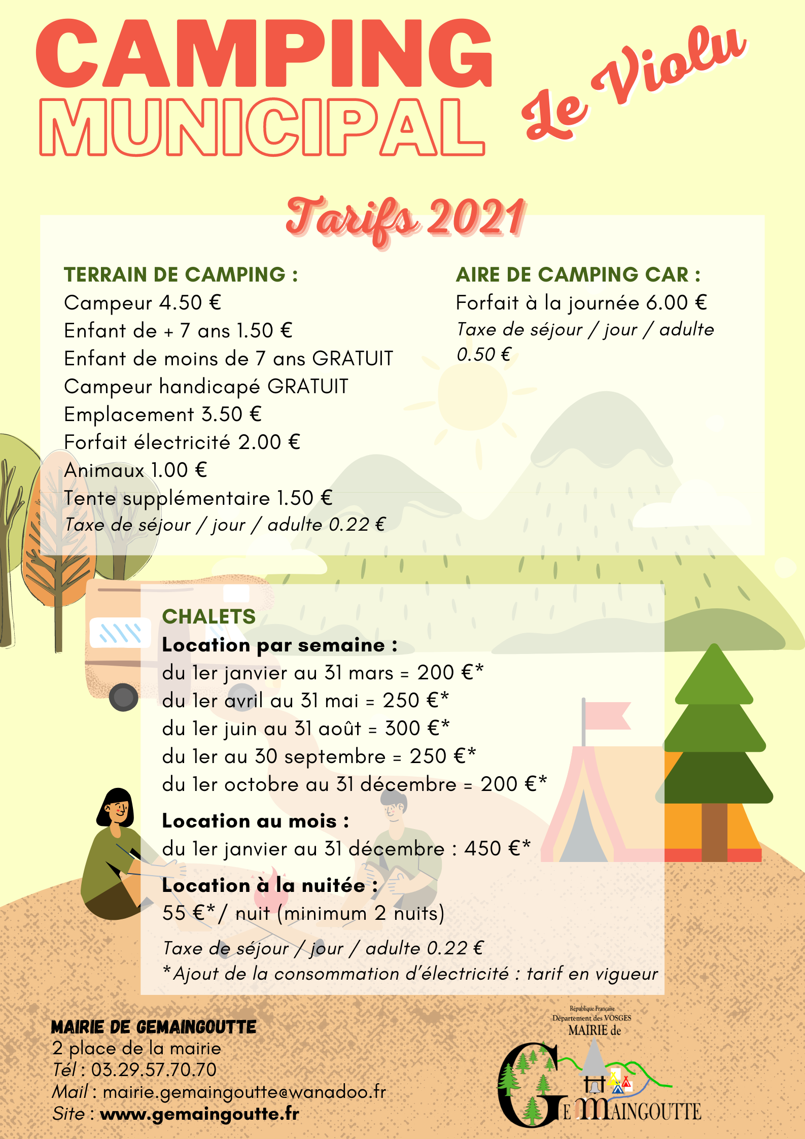 camping 2021   tarifs saison
